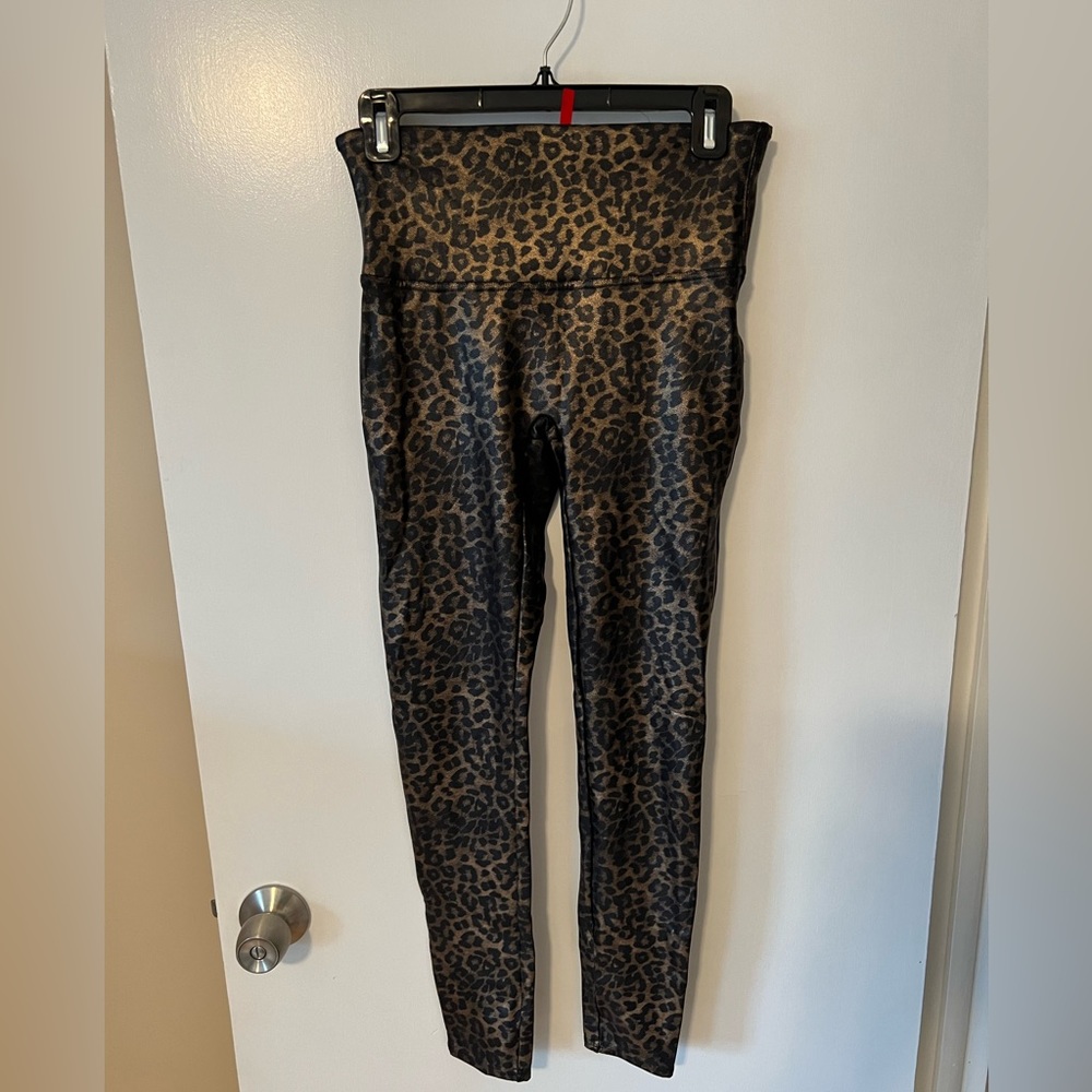 Spano Faux Leather Leopard Leggings Size Large